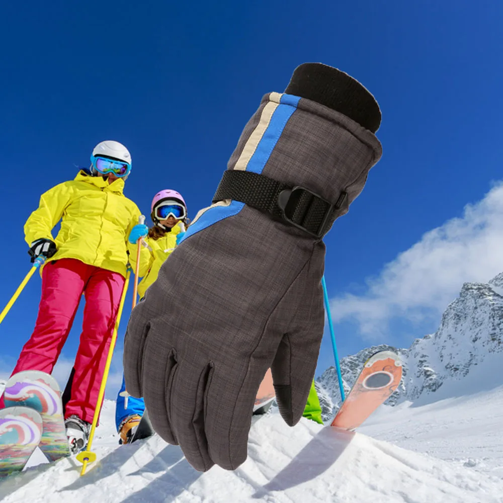 Детские зимние теплые перчатки водонепроницаемые противоскользящие перчатки для катания на лыжах и сноуборде с регулируемым ремнем перчатки для катания на лыжах на открытом воздухе