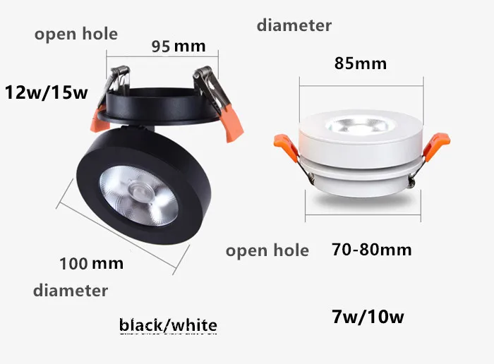Dimmable 3W/5W/7W 12W Slim COB Ceiling Recessed Downlight 360 Degree Rotatable 90degree Foldable LED Spot Light Indoor Lighting