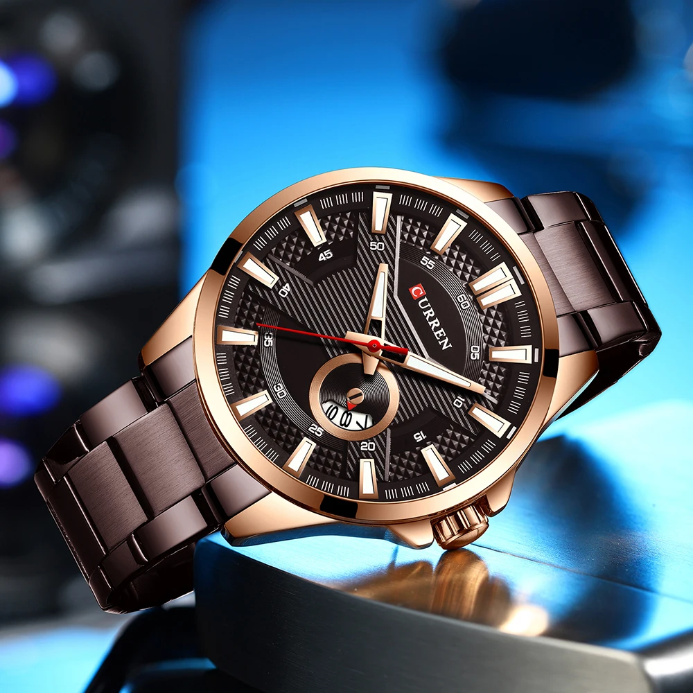 Серебристо-черные мужские часы от ведущего бренда CURREN, модные повседневные кварцевые наручные часы из нержавеющей стали, мужские часы Reloj Hombres
