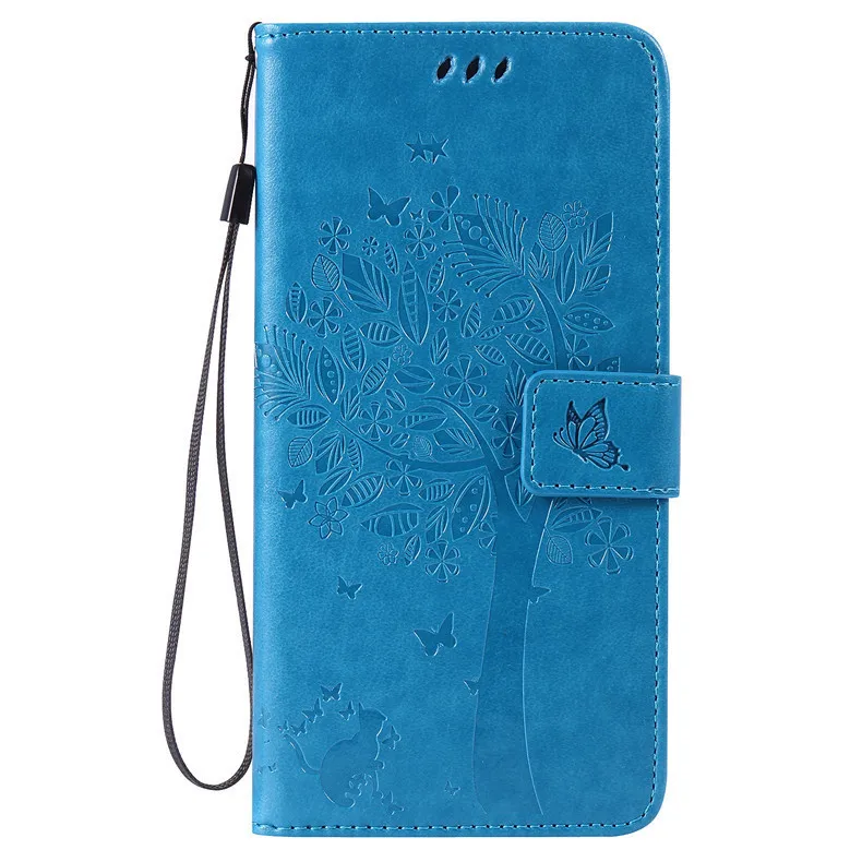 Blue Кожаный чехол-книжка с тиснением для Xiaomi mi 9 SE 8Lite 5 6 7 CC9E чехол-кошелек для mi pocophone F1 A1 A3 Pro mi x2 чехол s Coque Book - Цвет: Blue