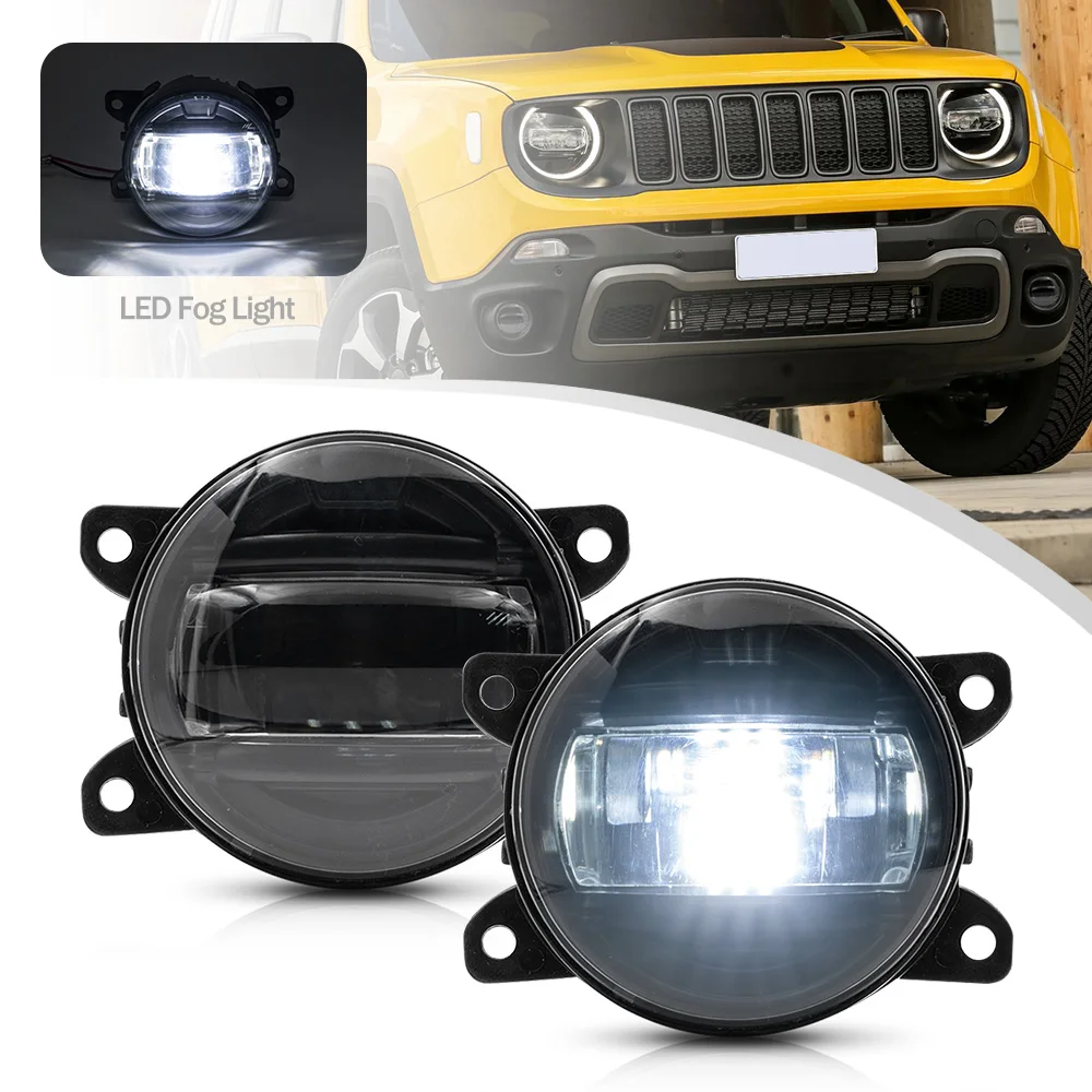 2x Led Smoked Lens Xenon White Fog Light Kit For Jeep Renegade 1521