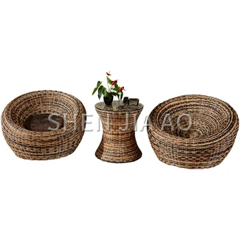 

1PC Hand-woven Rattan Chair Fashion Vintage Rattan Chair Living Room Decoration Insect-proof And Moisture-proof Wicker Chair
