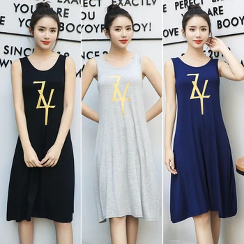 

Sexy women nightdress Modal Summer cotton sleeveless nightgowns Tempting black sleepwear Comfortable ночная рубашка 2020