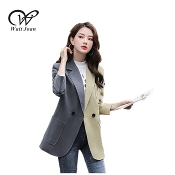 

Patchwork Blazer suits long sleeve pocket Blazer women's Plus size blazer women spring autumn elegant casual suit office ladies
