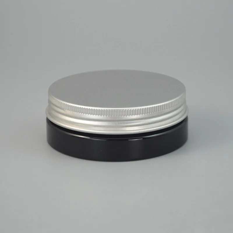 

60pcs/lot 30g Black Plastic Cosmetic Bottle Aluminum Cap Refillable Lip Container PET Hair Wax Jar 30ml #AB50
