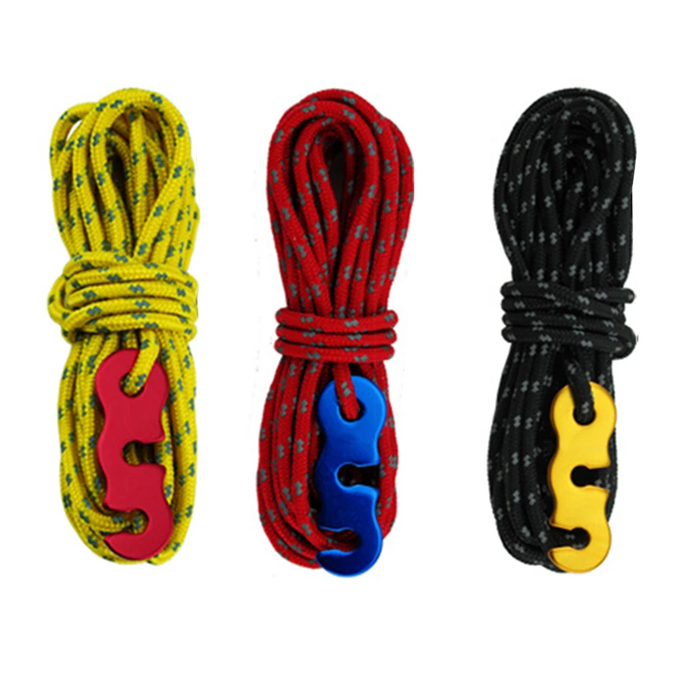 

4pcs Multifunctional Reflective Tent Wind Rope with Aluminum Alloy 3 Holes Buckle Adjuster Wigwam Buckle Tent Accessories New