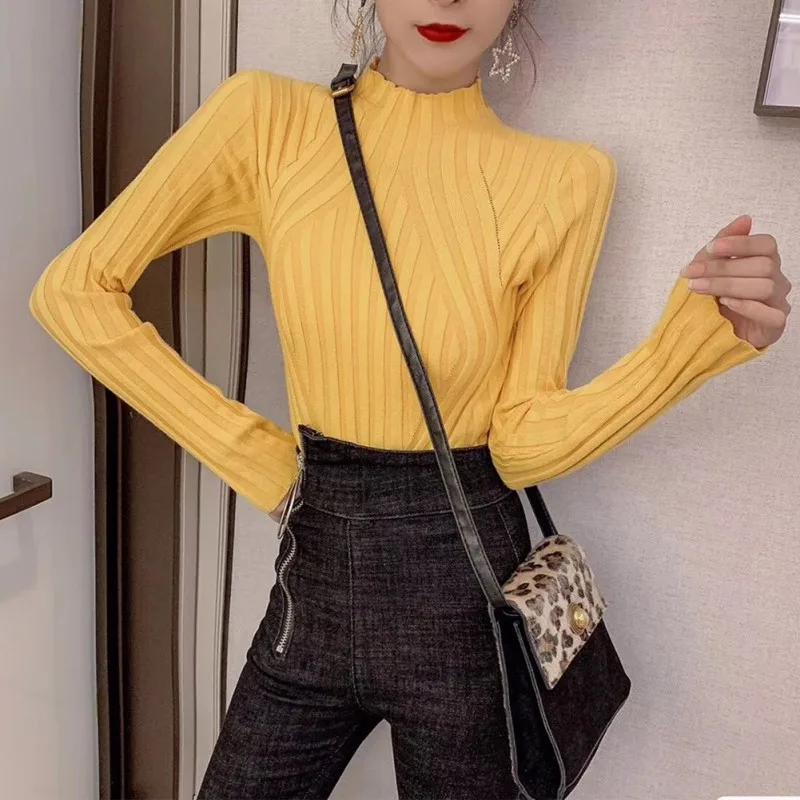 Women Autumn Spring Korean Version Long Sleeve Loose Sweater Women Slim 7 Colors Sweater Black Bottoming Sweater Women Autumn Spring Korean Version Long Sleeve Loose Sweater Women Slim 7 Colors Sweater Black Bottoming Sweater