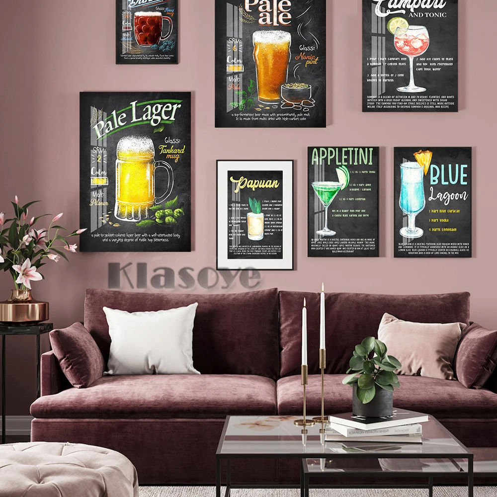 

Cocktail Poster Classic Appletini Liquor Prints Pale Ale Recipe Wall Art Kitchen Decor Pub Club Decorate Painting Bar Sign Gift