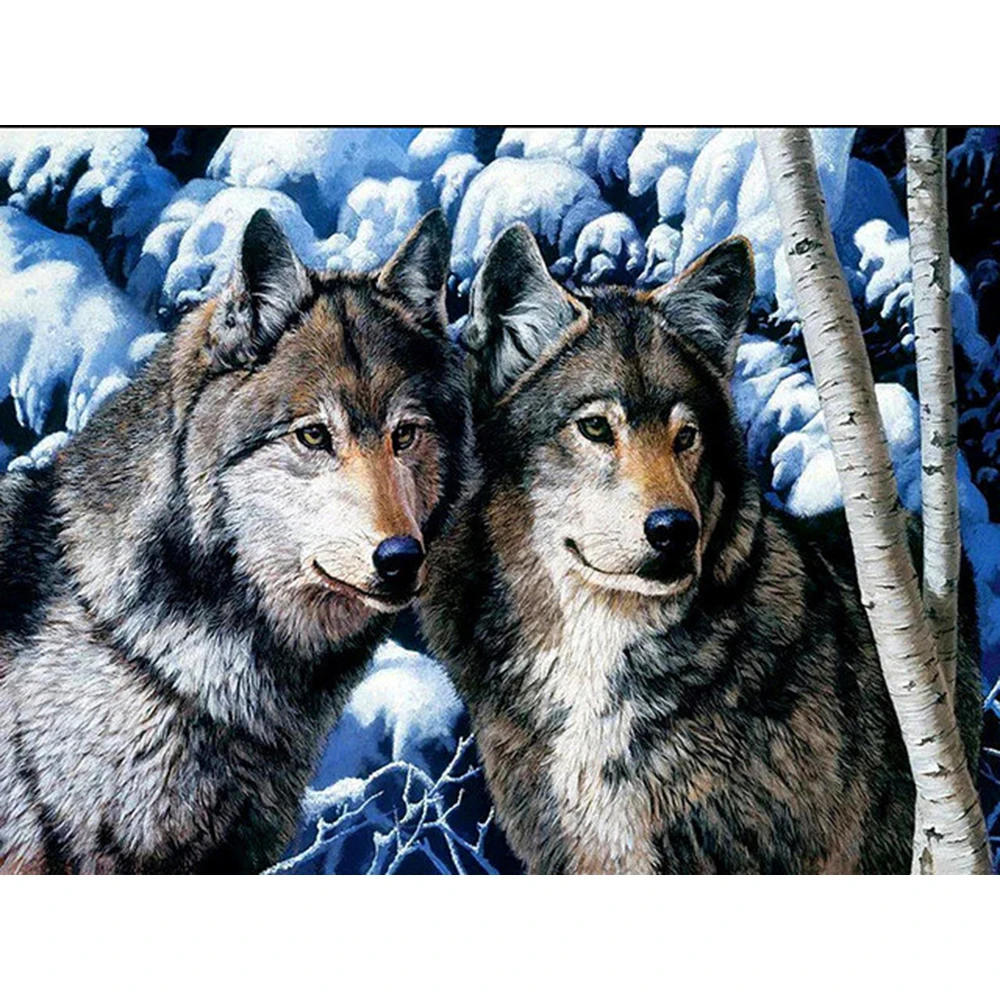 5D Diamond Embroidery Wolf Winter Picture Of Rhinestone Full Square Painting Animal Snow Crystal Mosaic Wall Decor a1773 | Дом и сад