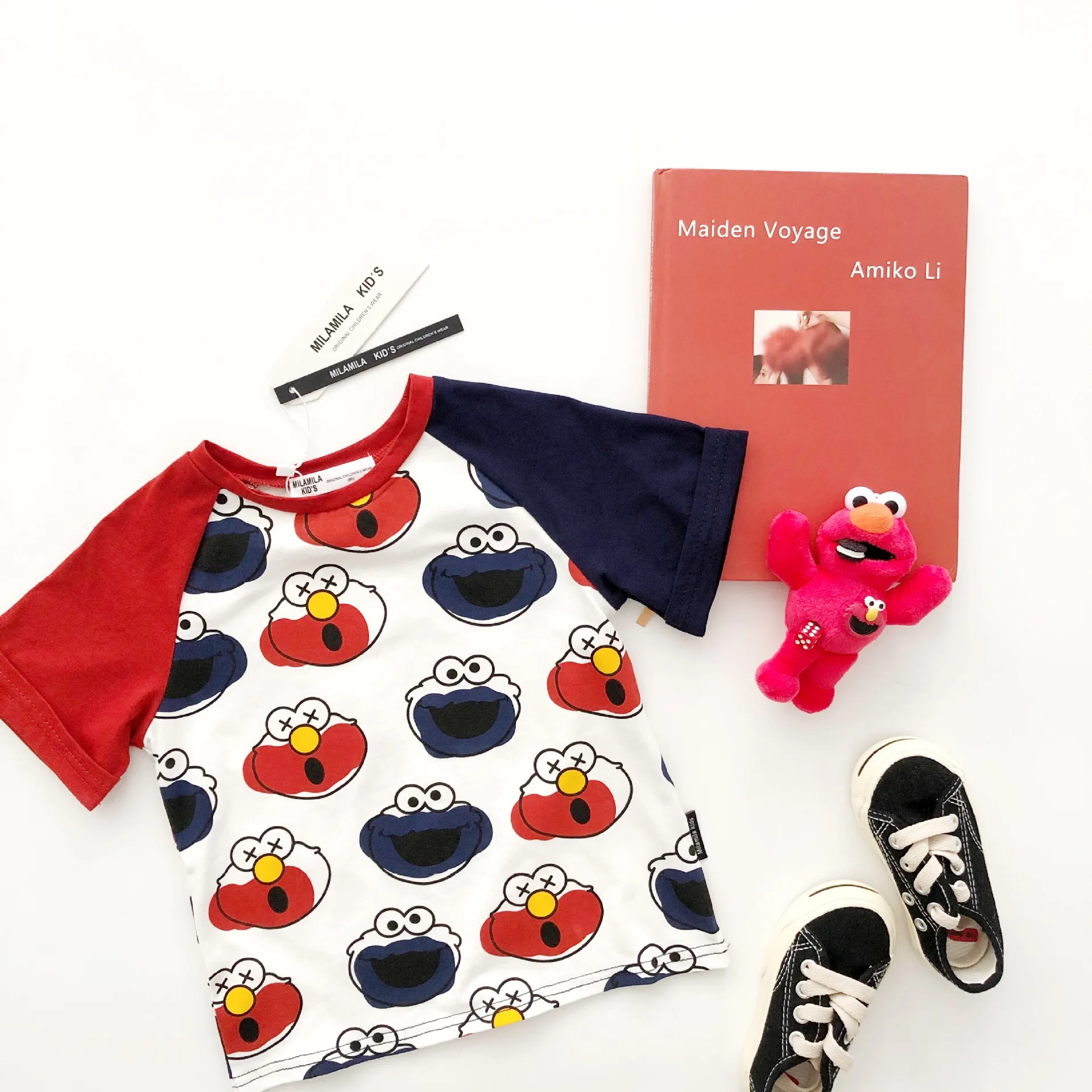 Детская короткая футболка Tonytaobaby из чистого хлопка с мультяшным рисунком на