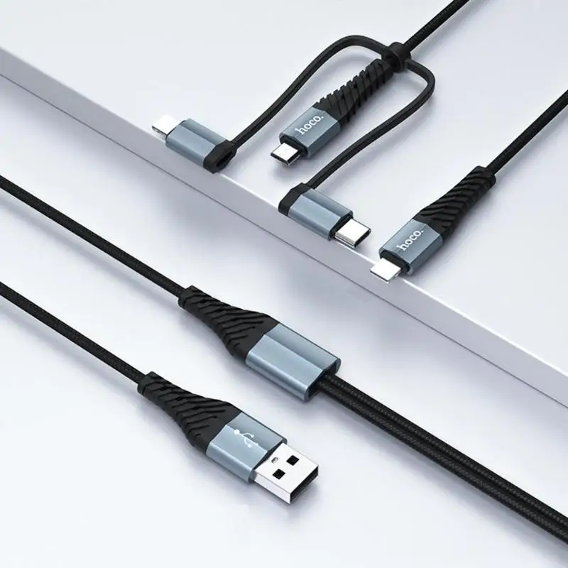 HOCO X38 4 в 1 зарядный кабель usb для Dual 8 Pin Micro usb type C для телефона