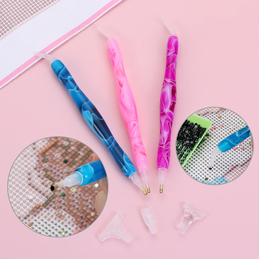 Spiral Flower Resin Diamond Painting Pen Dual Head Point Drill Pen 5D Diamond Painting Cross Stitch Embroidery DIY Nail Art Tool