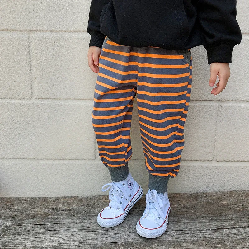 

Spring autumn boys girls striped sports pants 3 color kids soft loose casual trousers children new clothes
