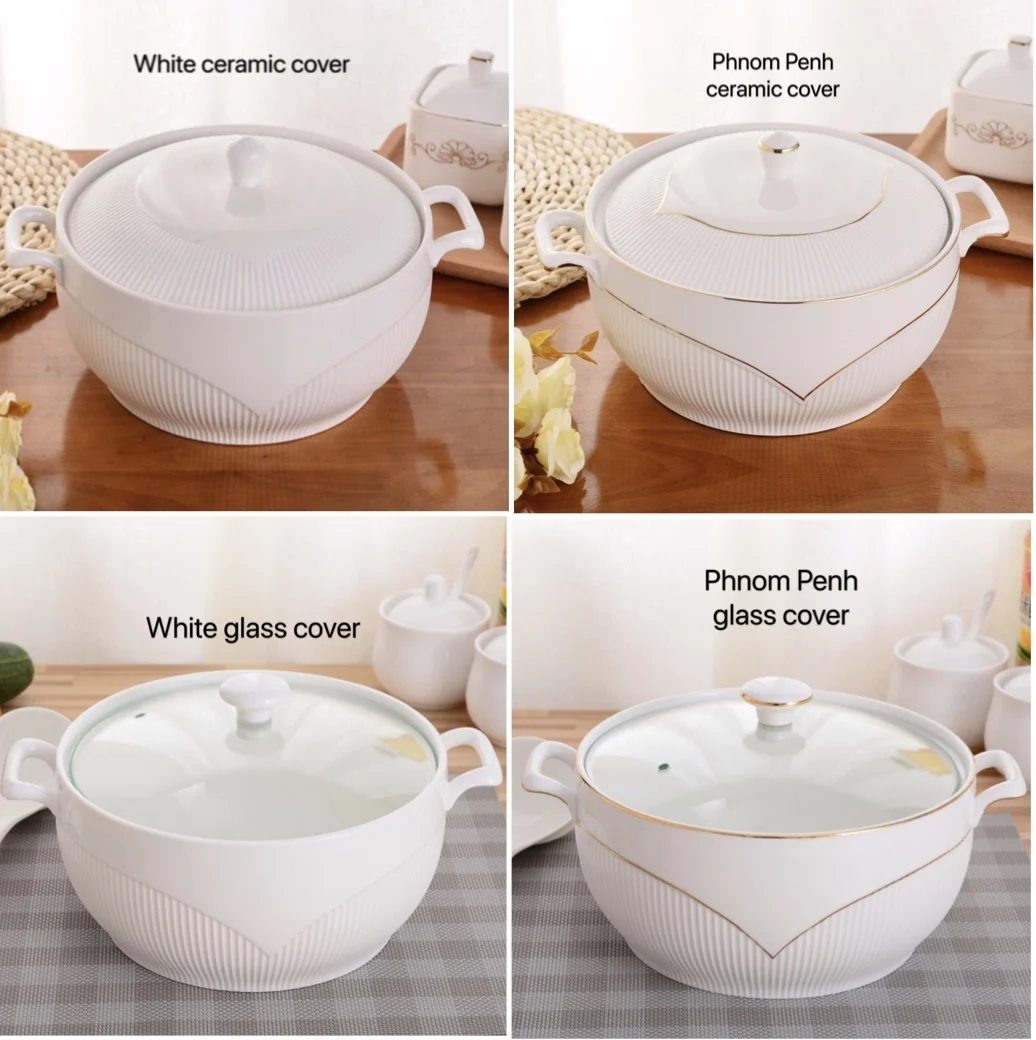 Ceramic Soup Pot White Round Nordic Phnom Penh 2.6L Large Bowl with Lid Cooking Utensils Household Kitchen Supplies Tableware Ceramic Soup Pot White Round Nordic Phnom Penh 2.6L Large Bowl with Lid Cooking Utensils Household Kitchen Supplies Tableware