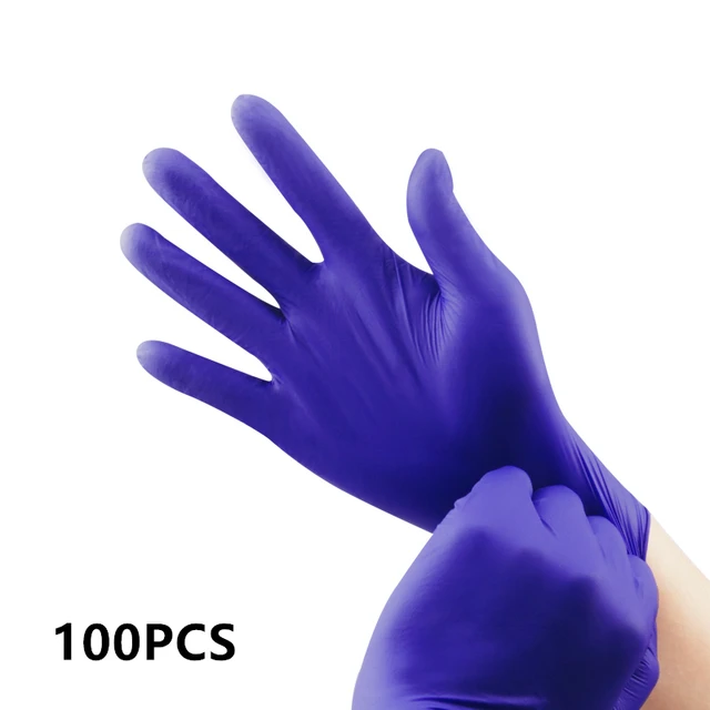 Nitrile Gloves Disposable Powder Free Safety Work Gloves White Purple Black Gloves Working For Kitchen Household Food Grade Indigo Blue-100PCS