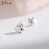 Jisensp Silver Plated Earrings Lovely Tiny Rabbit Ear Stud for Women Girls Cartoon Bunny Earring Fashion Jewelry Gift ► Photo 3/6