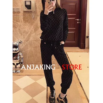 

2020 fashion two-piece trousers suit new women's sports sweater cardigan jogging casual sports trousers high quality