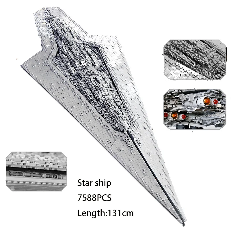 

7588pcs 1.31m Star Toy Wared Assemble Star Destroyer UCS Executor building blocks MOC-15881 legoed educational toys for children