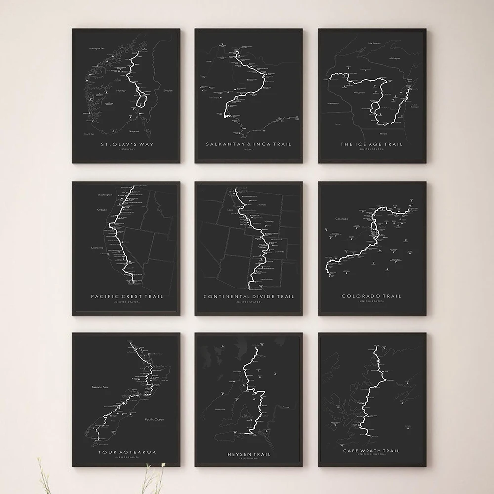 Chilkut Trail Map Poster Route Map Of The United States And Canada Paesi Canvas Painting Unique Wall Artist House Decoration