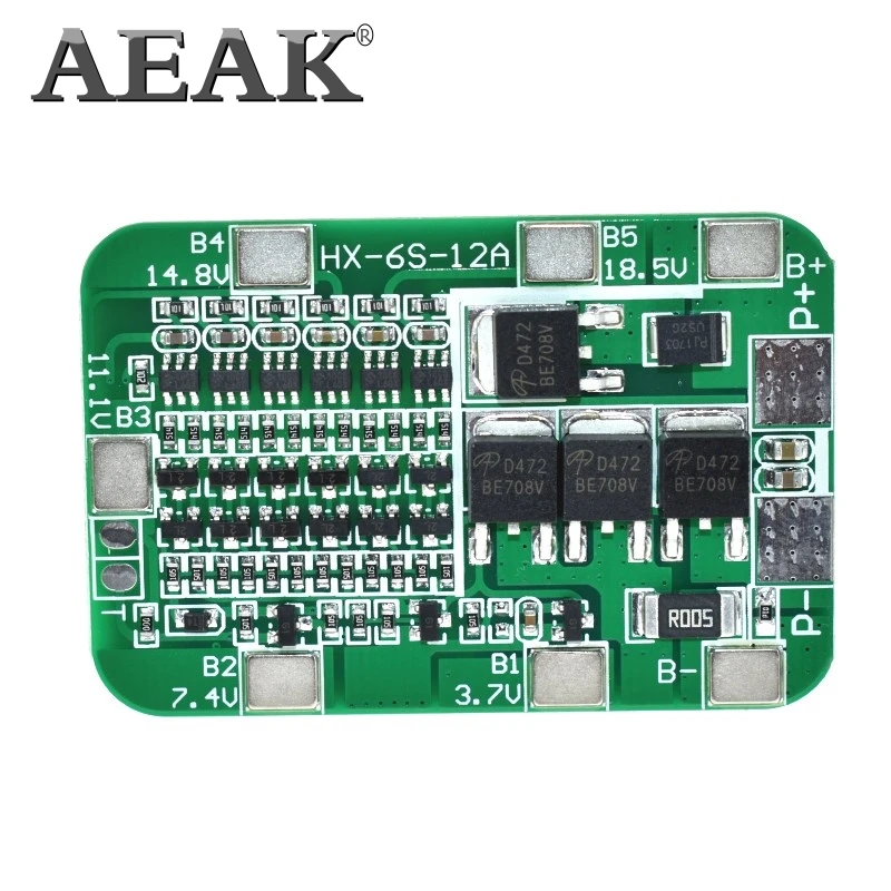 AEAK 6S 15A 24V печатная плата защиты BMS для 6 пакетов 18650 литий-ионная литиевая батарея сотовый модуль DIY Kit