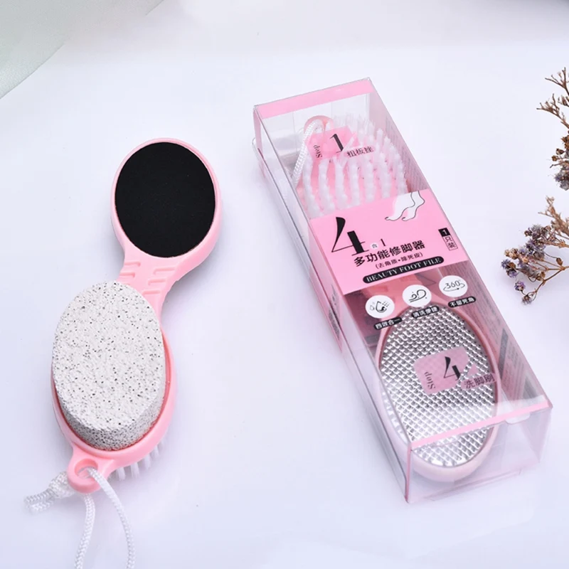 4 в 1 пемза скруббер педикюр Отшелушивающий уход за ногами каменная щетка от мозолей приседающая щетка для ухода за ногами