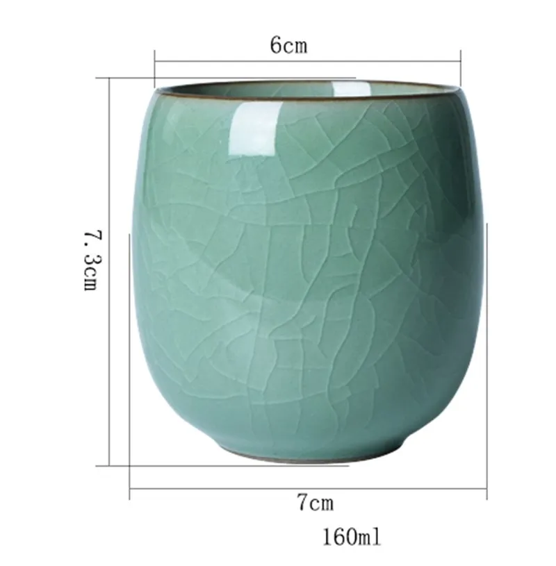 kiln marked cup longquan celadon porcelain tea cup geyao crackle glaze ceramic kungfu tea cups for Pu'er tea new