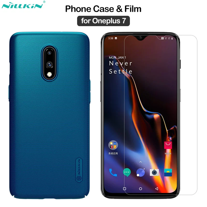 

Nillkin for Oneplus 7 Cover Frosted Shield PC Case + Amazing H Tempered Glass for Oneplus7 Case One Plus 7 Film 6.41''