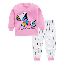  Kids Pajamas Sets Baby Boys Girls Cotton Long Sleeved T shirt+Pant Cartoon Girl Clothing Autumn Sleepwear Suit Pyjama Trousers 