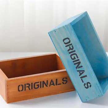 

2PCS Retro Wooden Storage Box Microlandscape Succulent Plant Flowerpot Chic Succulent Plants Pot Log Desktop Sundries Container