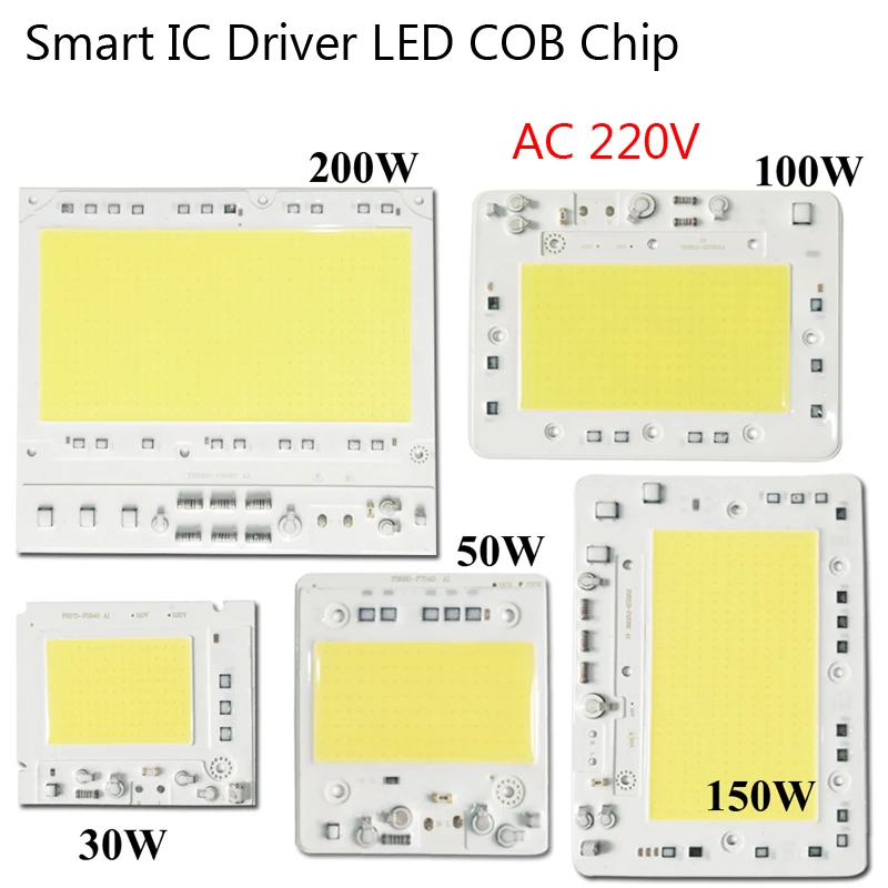 30 Вт 50 Вт 100 Вт 150 Вт 200 Вт Светодиодный драйвер для DIY AC 220-240 В высокое мощность холодный белый Смарт IC COB лампа чип интегрированный вход теплый белый
