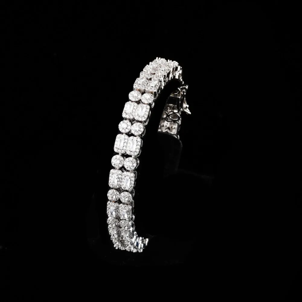 TOPGRILLZ 10 мм двойной ряд циркона круглый квадрат Iced Out золото серебро цвет личности хип хоп Barcelets