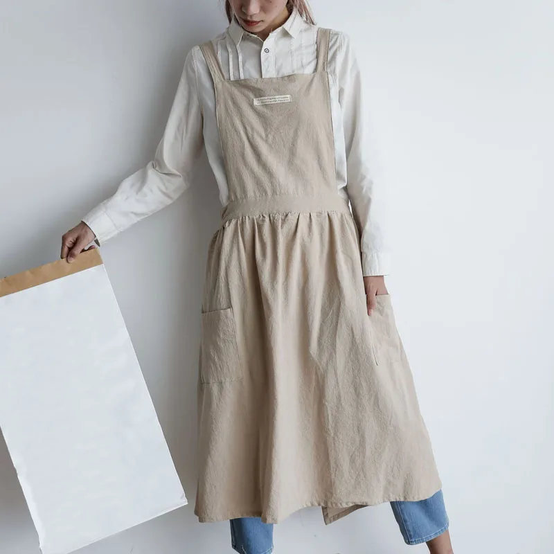 Cotton Women Apron Dress Pastry Chef Vintage Apron Baking Barista Art Adults Woman Gardener Painting Apron Kitchen Accessories