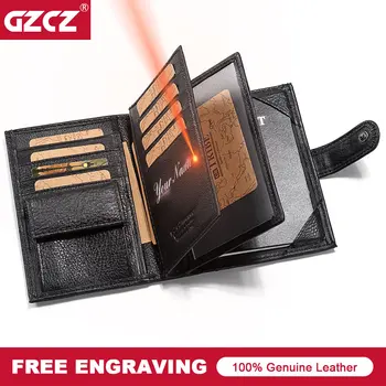 

Cow Leather Men Vintage Business Passport Covers Holder Multi-Function ID Bank Card Wallet Organizer Driver License Cover Travel