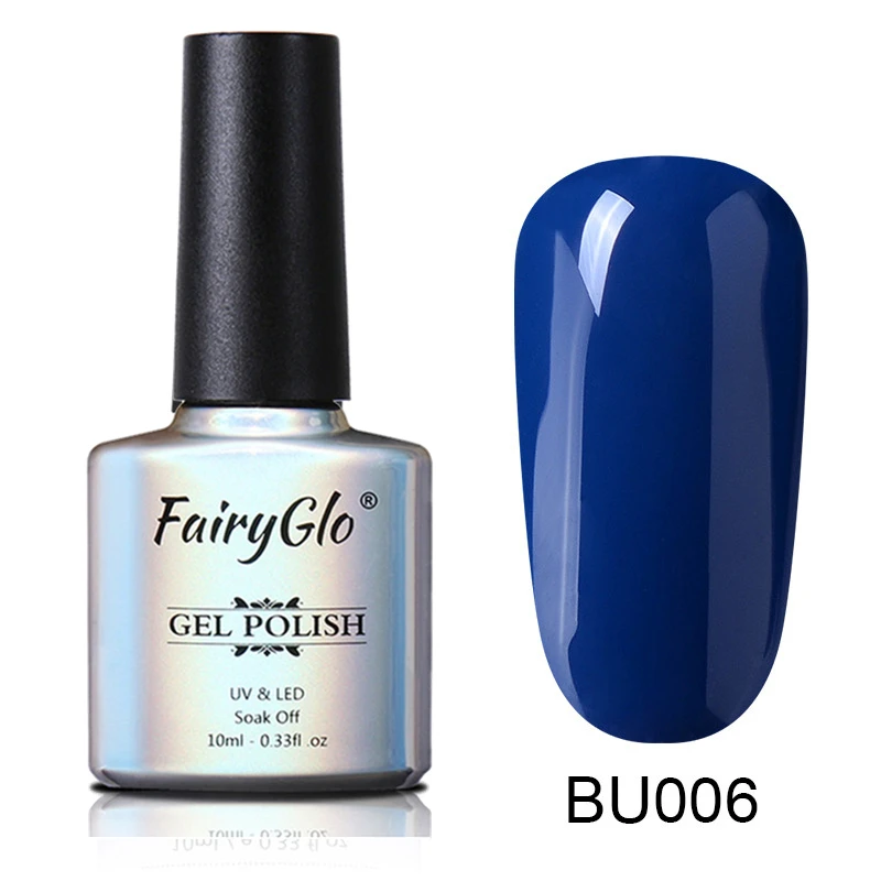 FairyGlo 10 мл телесный Цветной Гель-лак для ногтей, замачиваемый, винно-красная, синяя серия, Гибридный Гель-лак для ногтей, УФ светодиодный Гель-лак для ногтей - Цвет: BU006