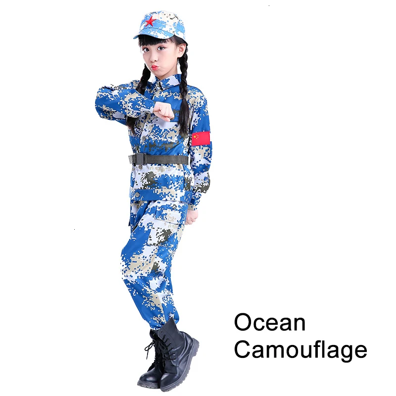 Детский военный тактический камуфляж, униформа для мужчин, охотничья одежда для солдат, комплект, армейские куртки джунглей, штаны, детский армейский костюм для косплея - Цвет: 3 Unisex