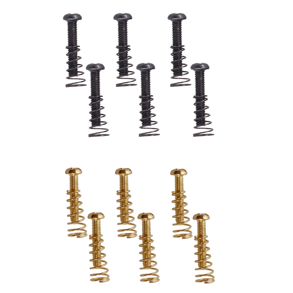 Pack Of 12 Iron Electric Guitar Bridge Mounting Fixing Screws+Springs