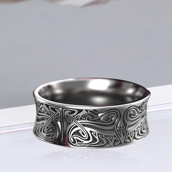 

Antique Silver Colour Rings Rotate Carving Flower Gothic Vintage Rock Punk Personality Jewelry For Men And Women