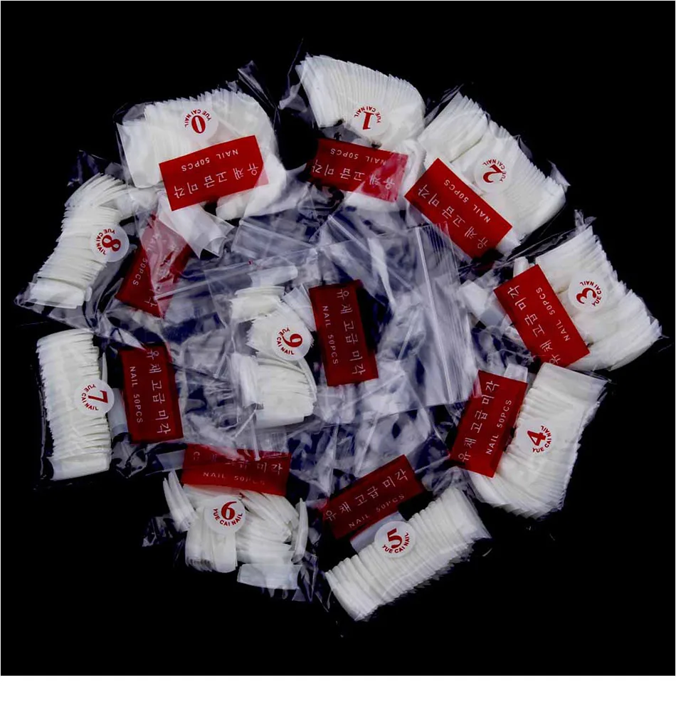 500 шт накладные накладки для ногтей прозрачные белые натуральные французские накладные акриловые капсула для ногтей УФ-гель Размер 0#-9# упаковка искусственные ногти ABS советы