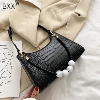 

[BXX] Crocodile Pattern PU Leather Shoulder Bags For Women 2020 Summer Solid Color Crossbody Handbag Female Luxury Design HM623