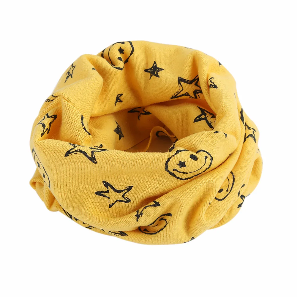 Милое забавное кольцо со звездами и смайликом для детей, шарфы-Снуды для мальчиков и девочек