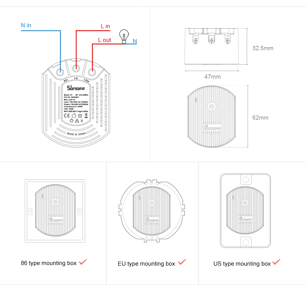SONOFF D1 DIY Wifi Switch Smart Dimmer Light Switch -13