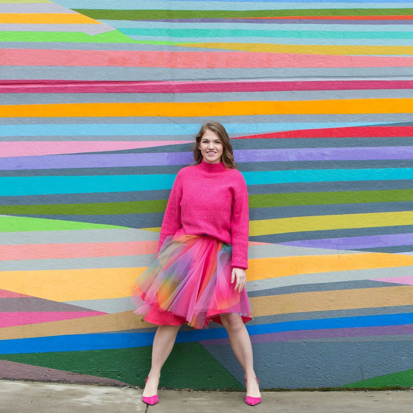 

Summer New Rainbow Temperament Women Skirts Sweet Casual Knee Length Skirt Tulle Ruffles Layered Pleated Female Skirt Custom