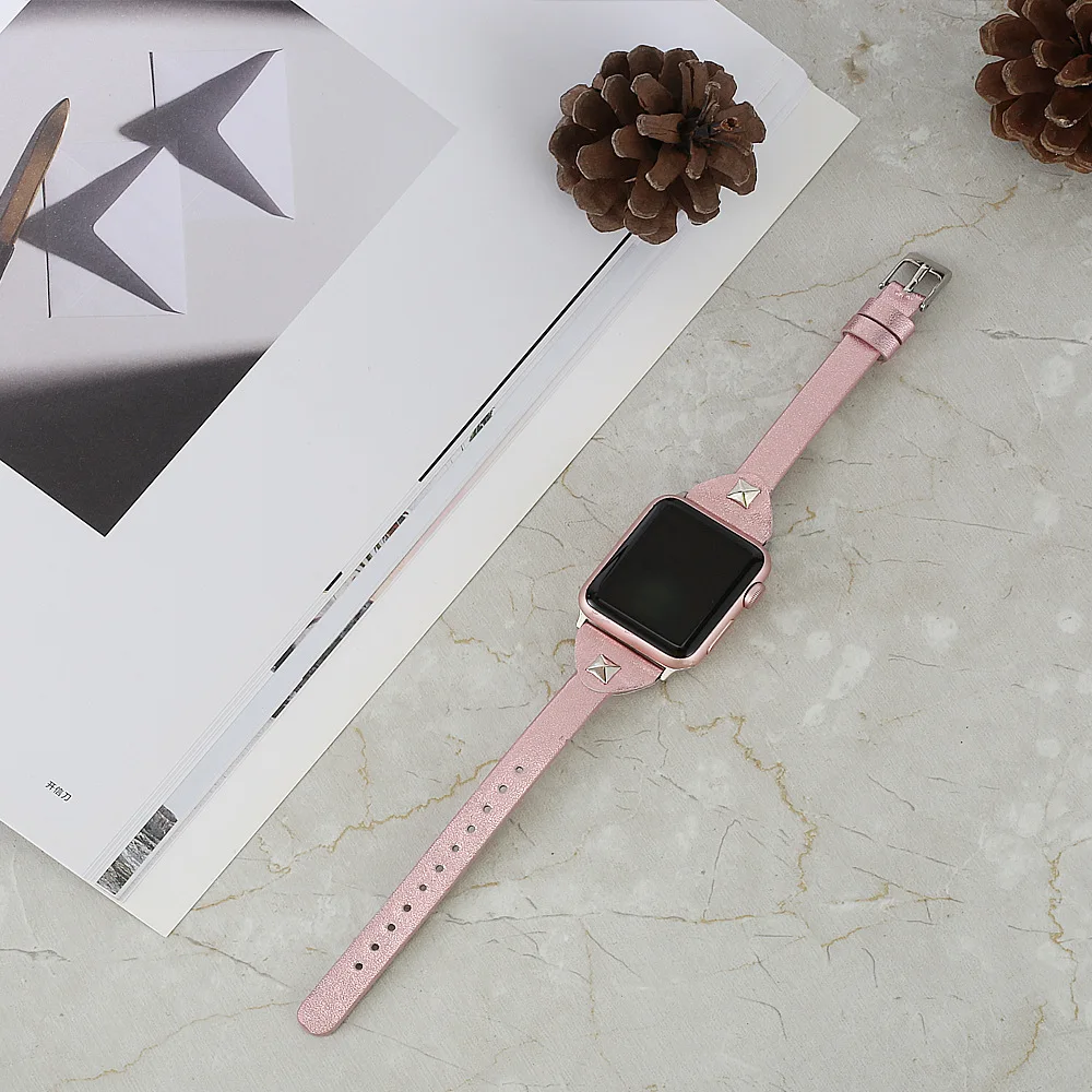4 цвета ремешки для Apple Watch кожаный ремешок 44 мм 38 мм 42 мм ремешки для iWatch 5 4 3 2 1 браслет розовое золото 40 мм кожаный ремешок