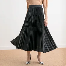 MIYAKE pleated skirt thick autumn and winter New design sense A-line big pendulum high waist slim pleated skirt female free ship