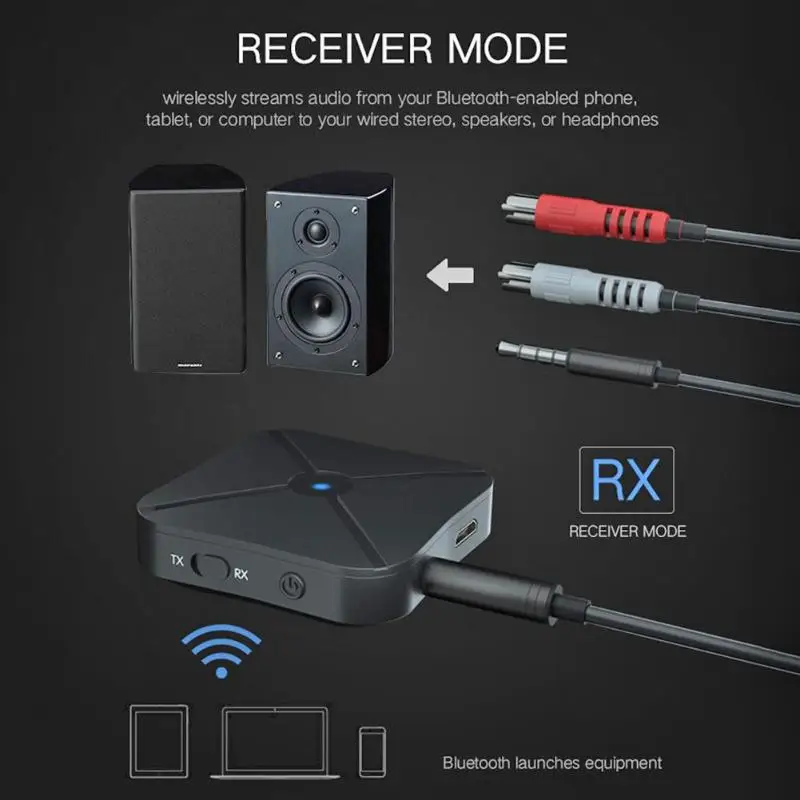 2 в 1 Bluetooth приемник передатчик ТВ ПК 3,5 мм BT4.2 беспроводной аудио адаптер встроенный 200 мАч литий-полимерный аккумулятор