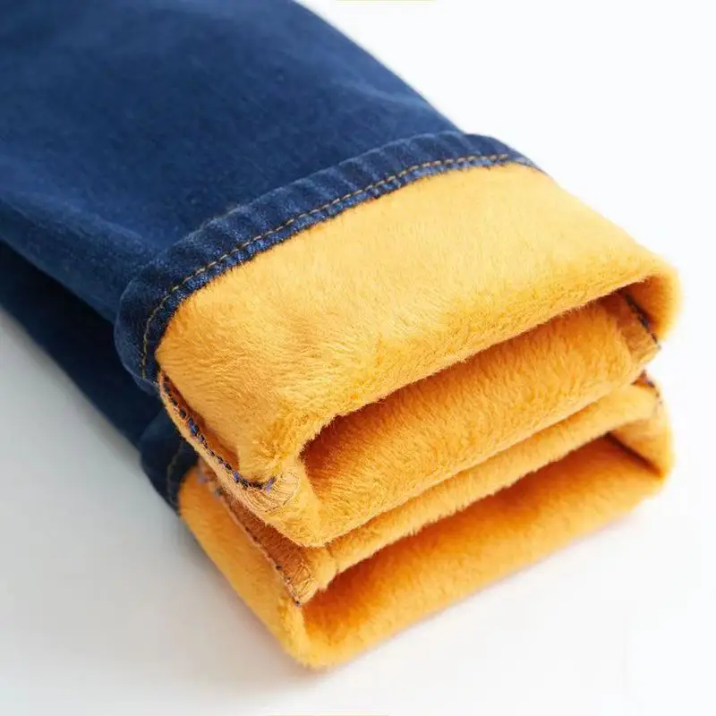 Теплые джинсы с высокой талией для женщин, синие женские черные зимние джинсы, женские джинсовые штаны, женские брюки, теплые штаны - Цвет: Синий
