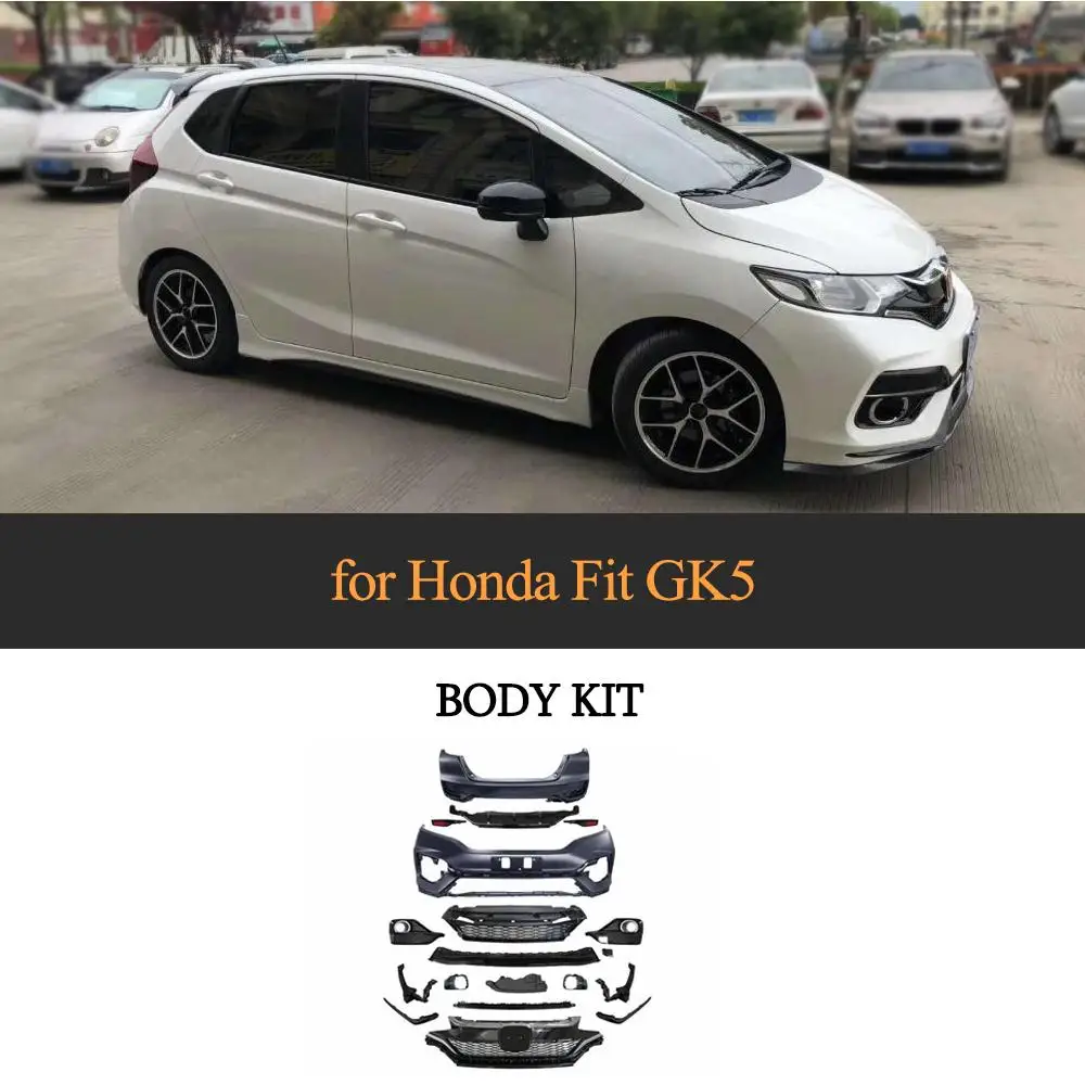 Car Body Kit Front Rear Bumper Side Skirts For Honda Fit Gk5 2014 2018 Pp Upainted Car Spoiler Body Kits Aliexpress