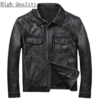 

Leather Jacket Genuine Cow Leather Locomotive Cowhide Leather Jackets Vintage Motorcycle Erkek Deri Mont U-1790 KJ1454