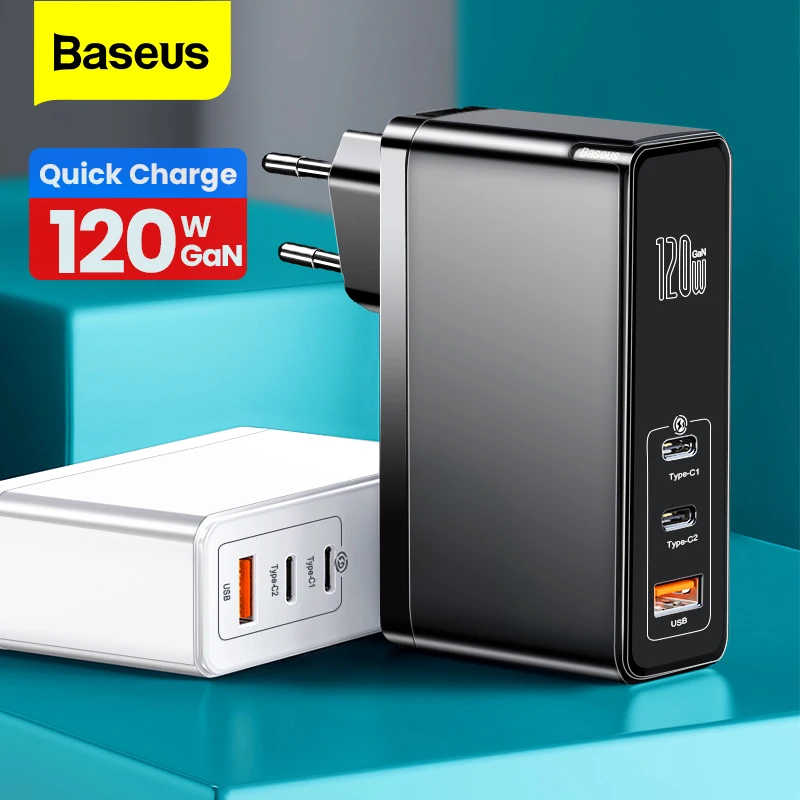 Baseus 120W GaN SiC USB C Charger Quick Charge 4.0 3.0 QC Type C PD Fast USB Charger For Macbook Pro iPad iPhone Samsung Xiaomi afbeelding
