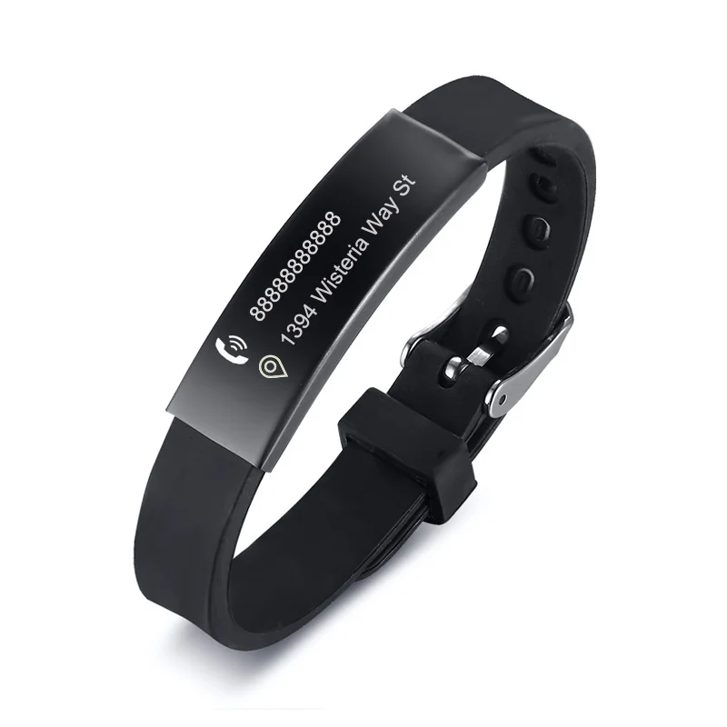 

Free Pensonalized ICE Name Address Anti-lost Customize Bracelet Aged Child Kids 4 Color Silicone